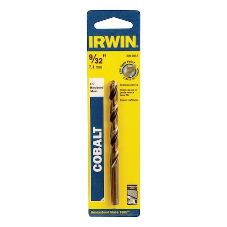 Irwin Irwin 9/32 in. X 4-1/4 in. L Cobalt Alloy Steel Drill Bit Straight Shank 1 pc 3016018
